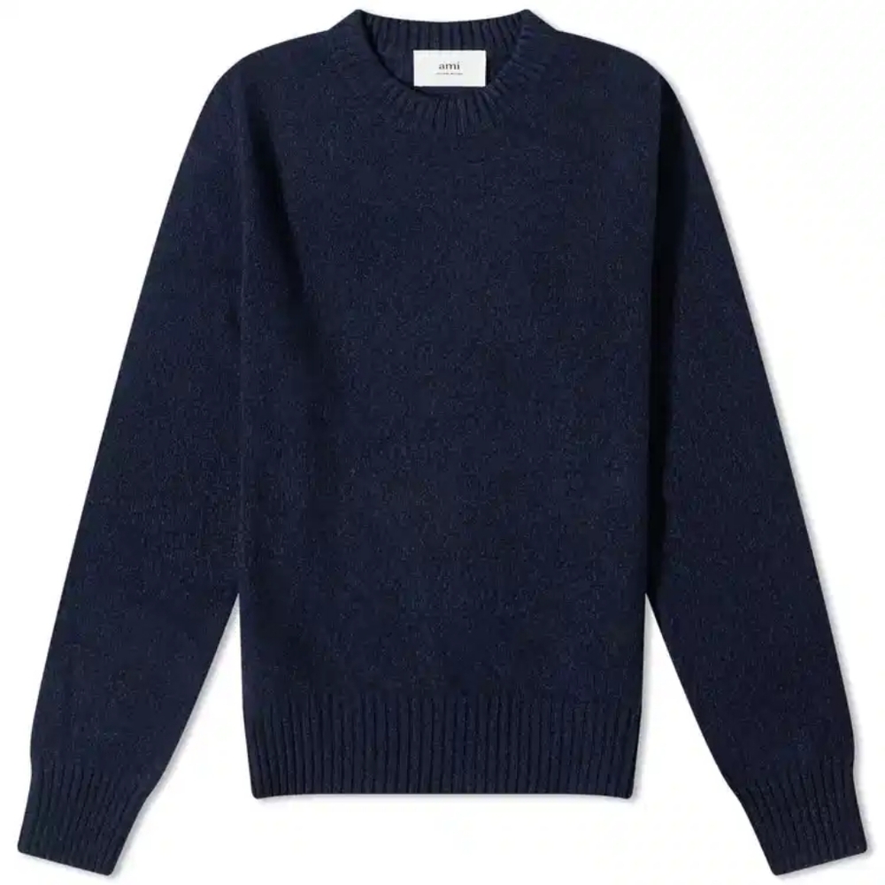 AMI Paris Men's Cashmere/Wool Navy Sweater